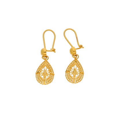 Gold Hanging Earrings 21KT - FKJERN21KM10036