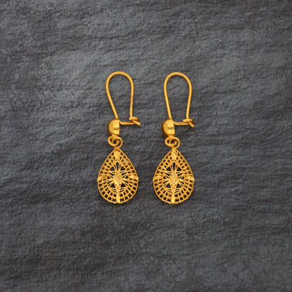 Gold Hanging Earrings 21KT - FKJERN21KM10036