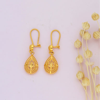 Gold Hanging Earrings 21KT - FKJERN21KM10036