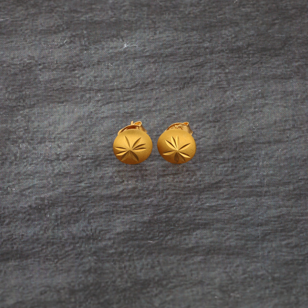 Gold Round Shaped Earrings 21KT - FKJERN21KM10039