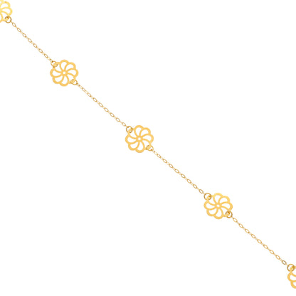 Gold Flower Shaped Bracelet 21KT - FKJBRL21KM10042