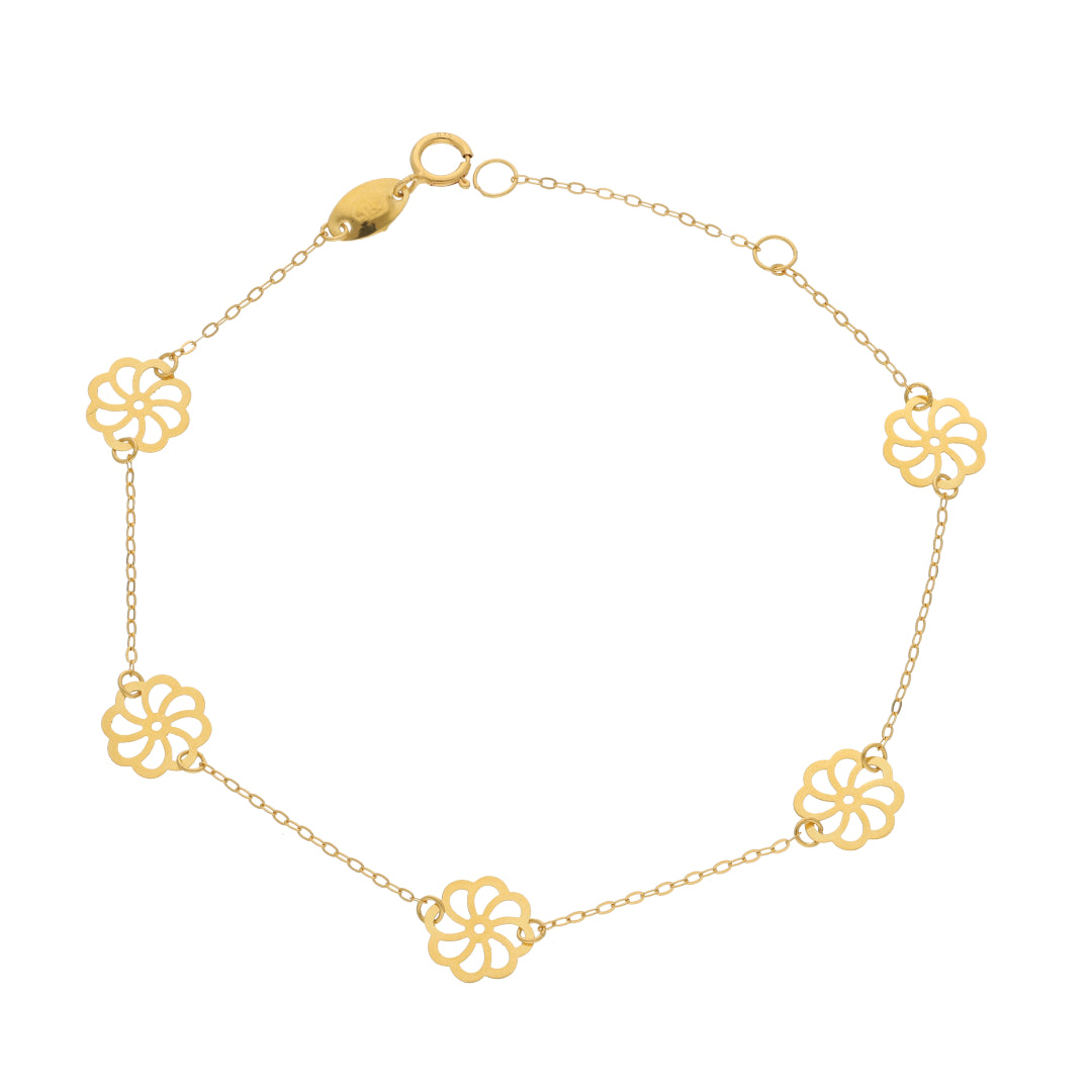 Gold Flower Shaped Bracelet 21KT - FKJBRL21KM10042