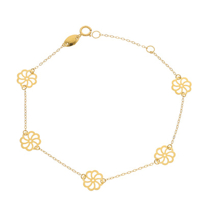 Gold Flower Shaped Bracelet 21KT - FKJBRL21KM10042