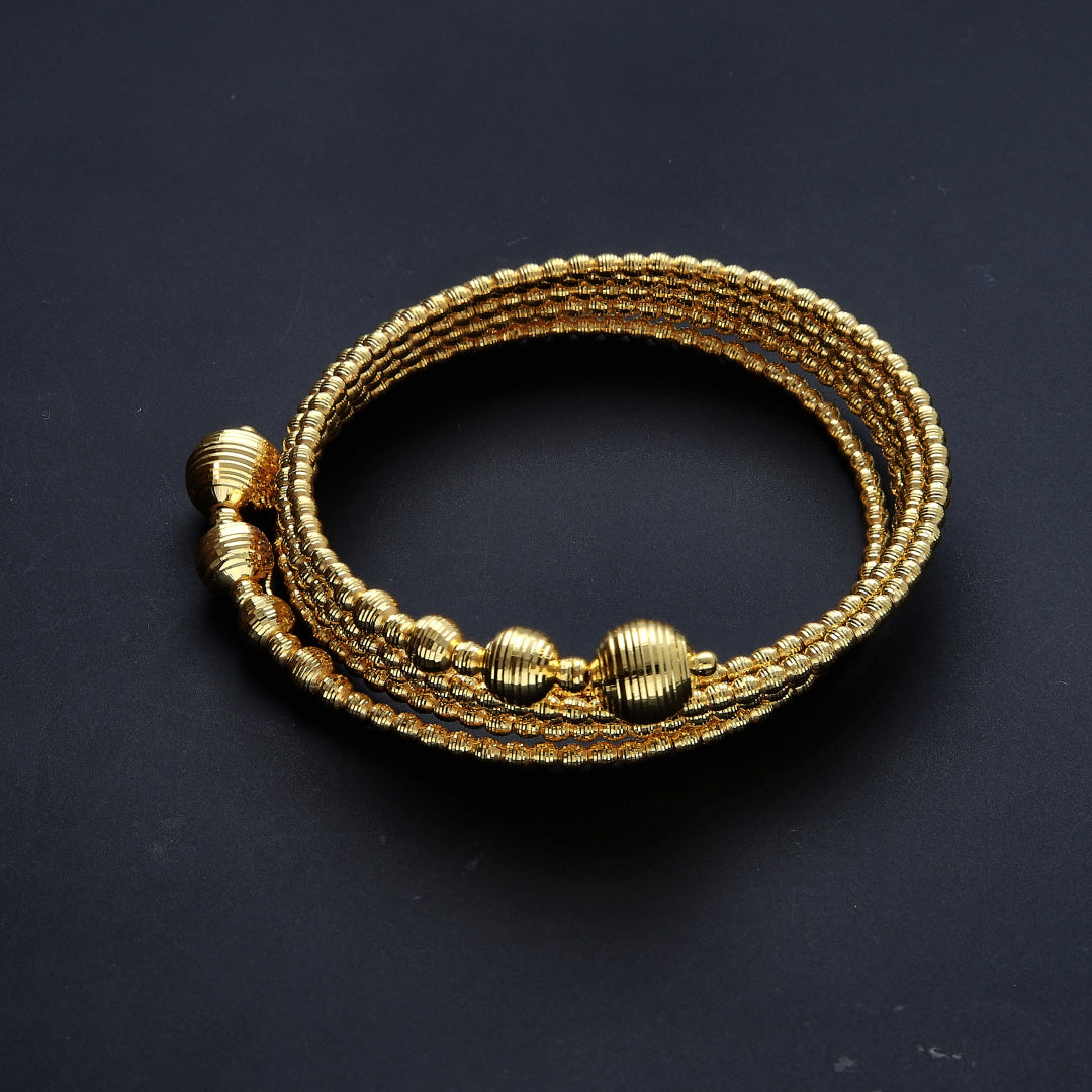 Gold Beaded Bangle 21KT - FKJBNG21KM10113