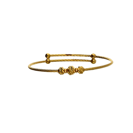 Gold Beaded Baby Bangle 21KT - FKJBNG21KM10120