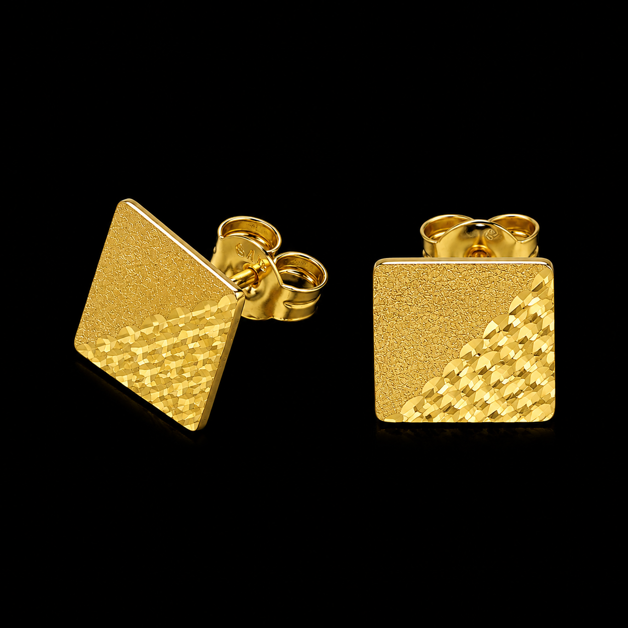 Gold Square Earrings 21KT - FKJERN21KM12058