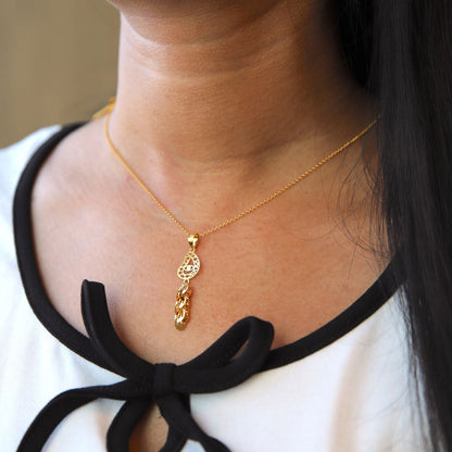 Gold Necklace (Chain With Tear Drop Shaped Pendant) 21KT - FKJNKL21KM9945