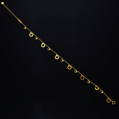 Gold Dangling Heart Charm Anklet 21KT - FKJANKL21KM10518