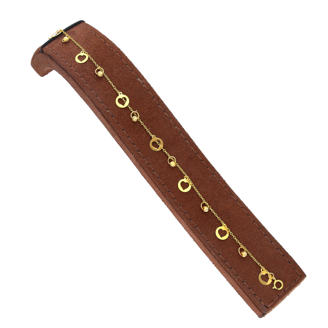 Gold Dangling Heart Charm Anklet 21KT - FKJANKL21KM10518