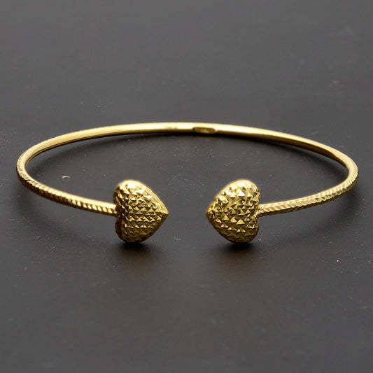 Gold Heart Shaped Cuff Bangle 18KT - FKJBNG18K10324