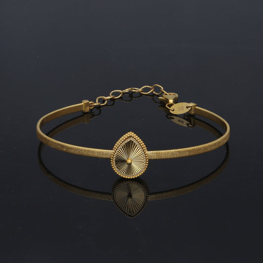 Gold Modern Drop Bangle 21KT - FKJBNG21KM11214
