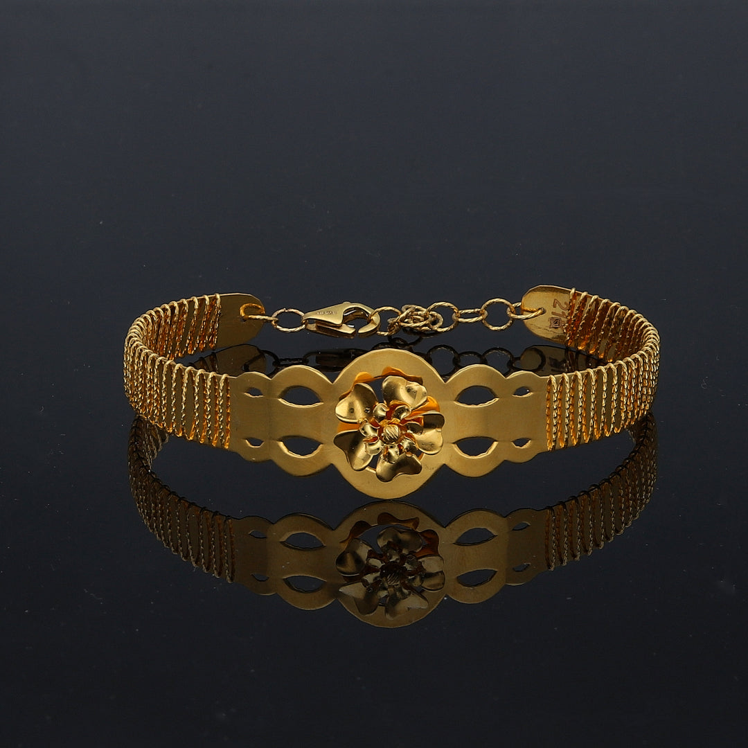 Gold Heritage Flower Bangle 21KT - FKJBNG21KM11215