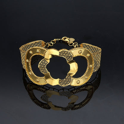 Gold Filigree Floral Bangle 21KT - FKJBNG21KM11305