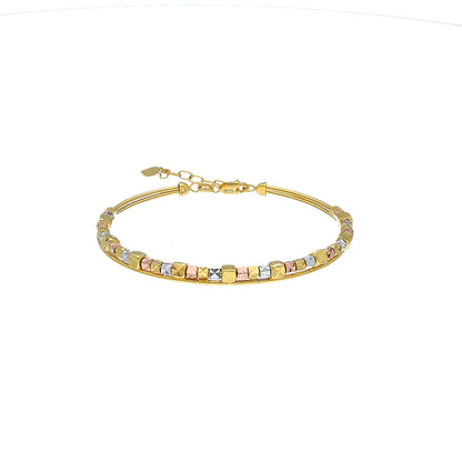 Gold Sleek Beaded Bangle 21KT - FKJBNG21KM11308