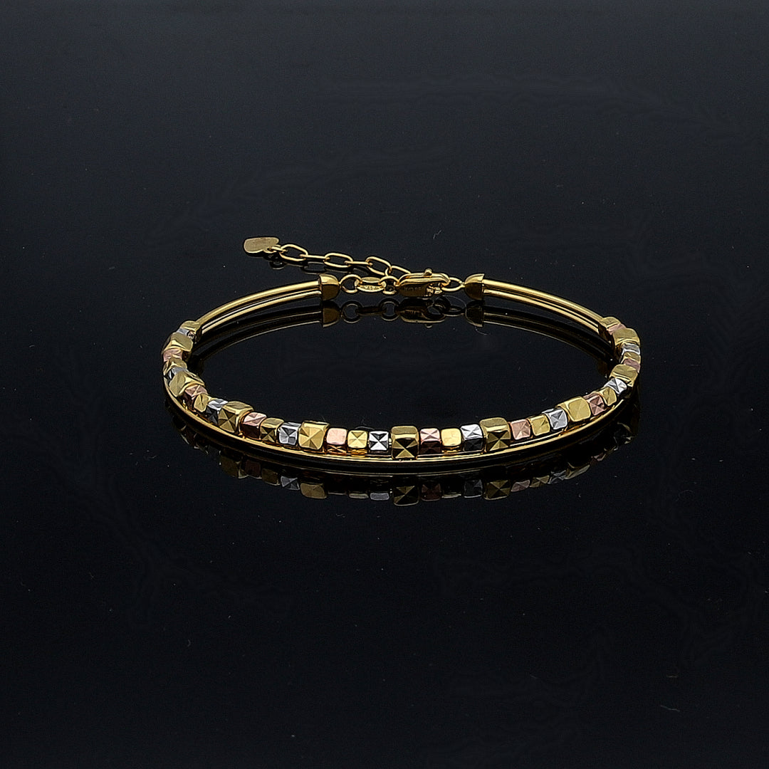 Gold Sleek Beaded Bangle 21KT - FKJBNG21KM11308
