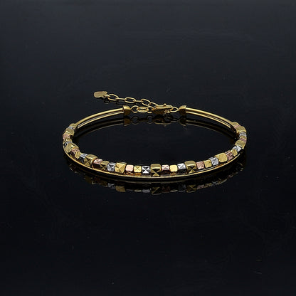 Gold Sleek Beaded Bangle 21KT - FKJBNG21KM11308