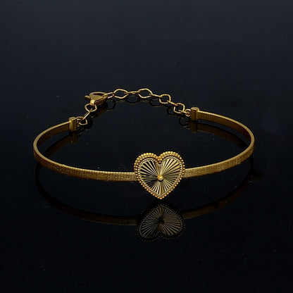 Gold Center Heart Bangle 21KT - FKJBNG21KM11309