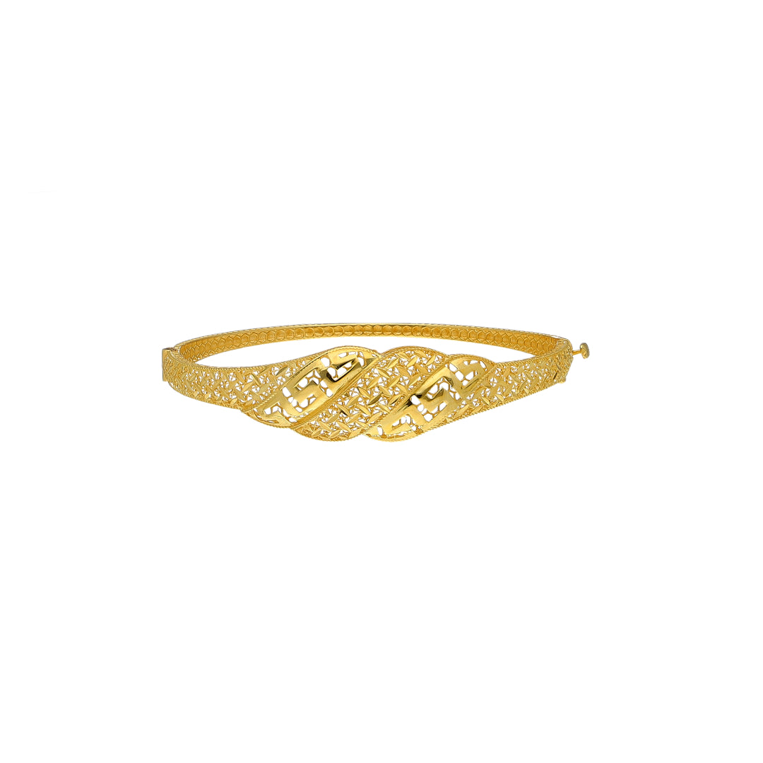 Gold Intricate Pattern Bangle 21KT - FKJBNG21KM11310