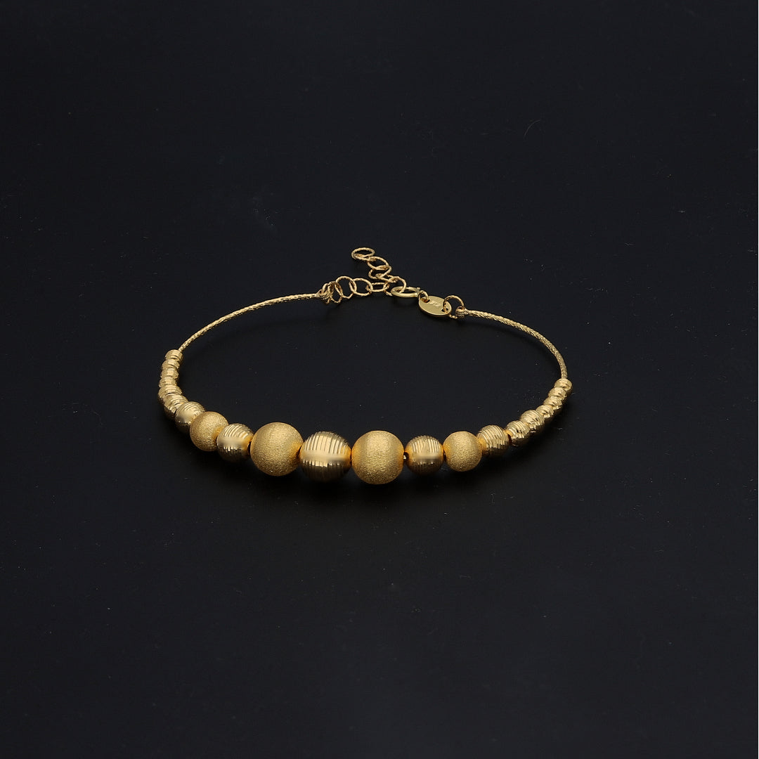 Gold Beaded Bangle 21KT - FKJBNG21KM11647