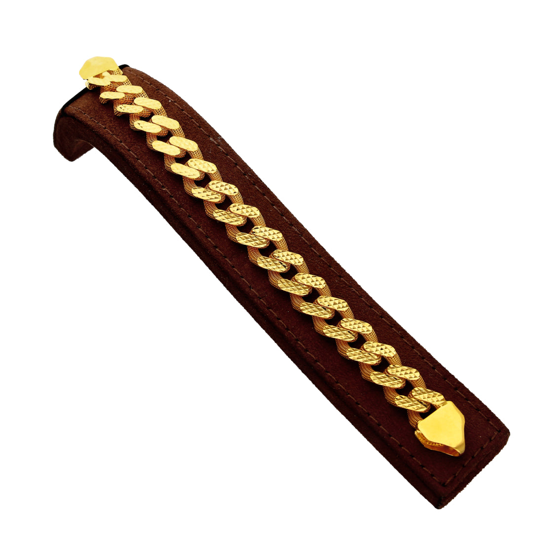 سوار ذهبي من الذهب الخالص عيار ٢١ قيراطًا بتصميم جريء من حلقات الكوبية - FKJBRL21KM21