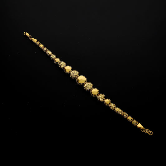Gold Polished and Textured Bead Bracelet 21KT - FKJBRL21KM10243