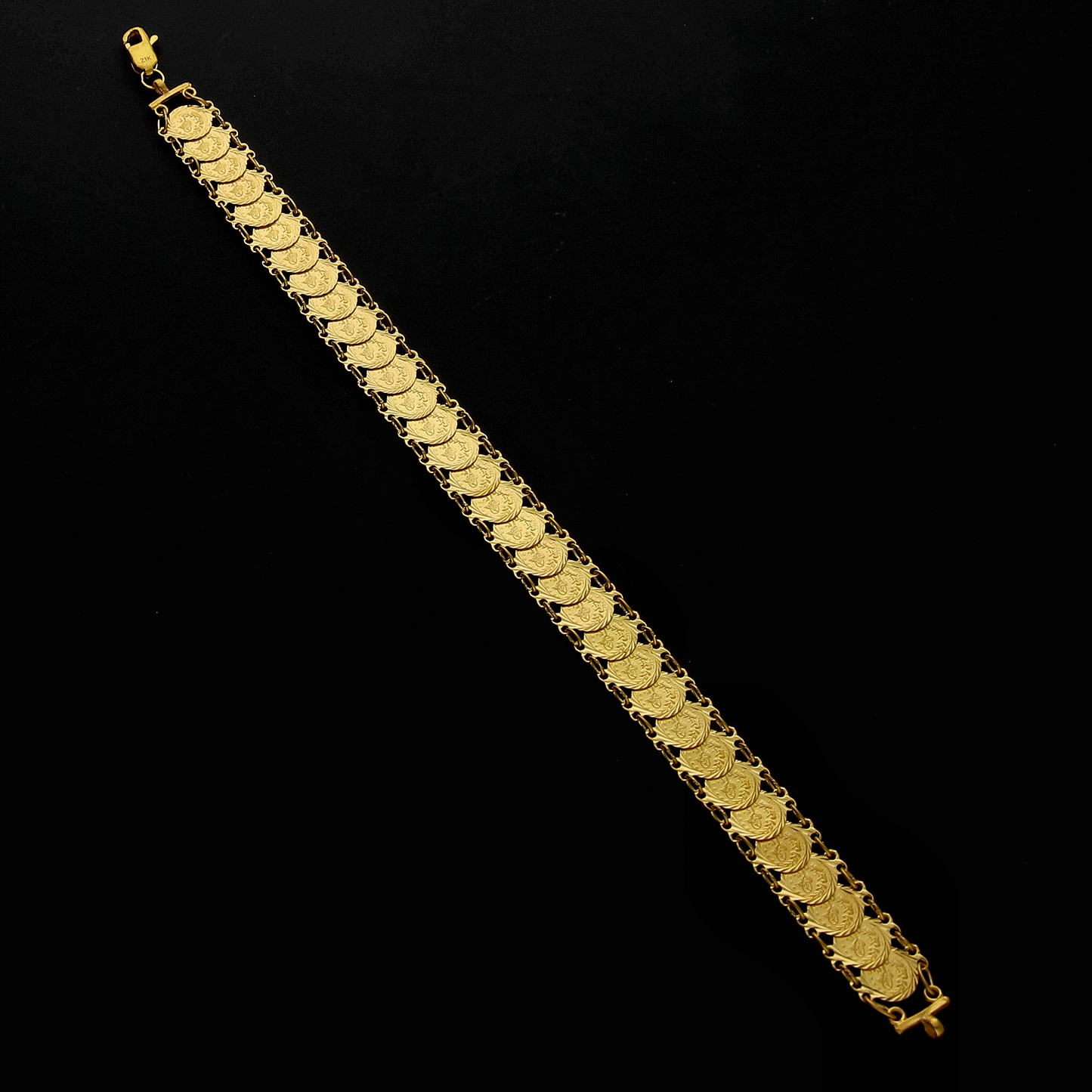 Gold Ottoman Lira Disc Link Bracelet 21KT- FKJBRL21KM10260