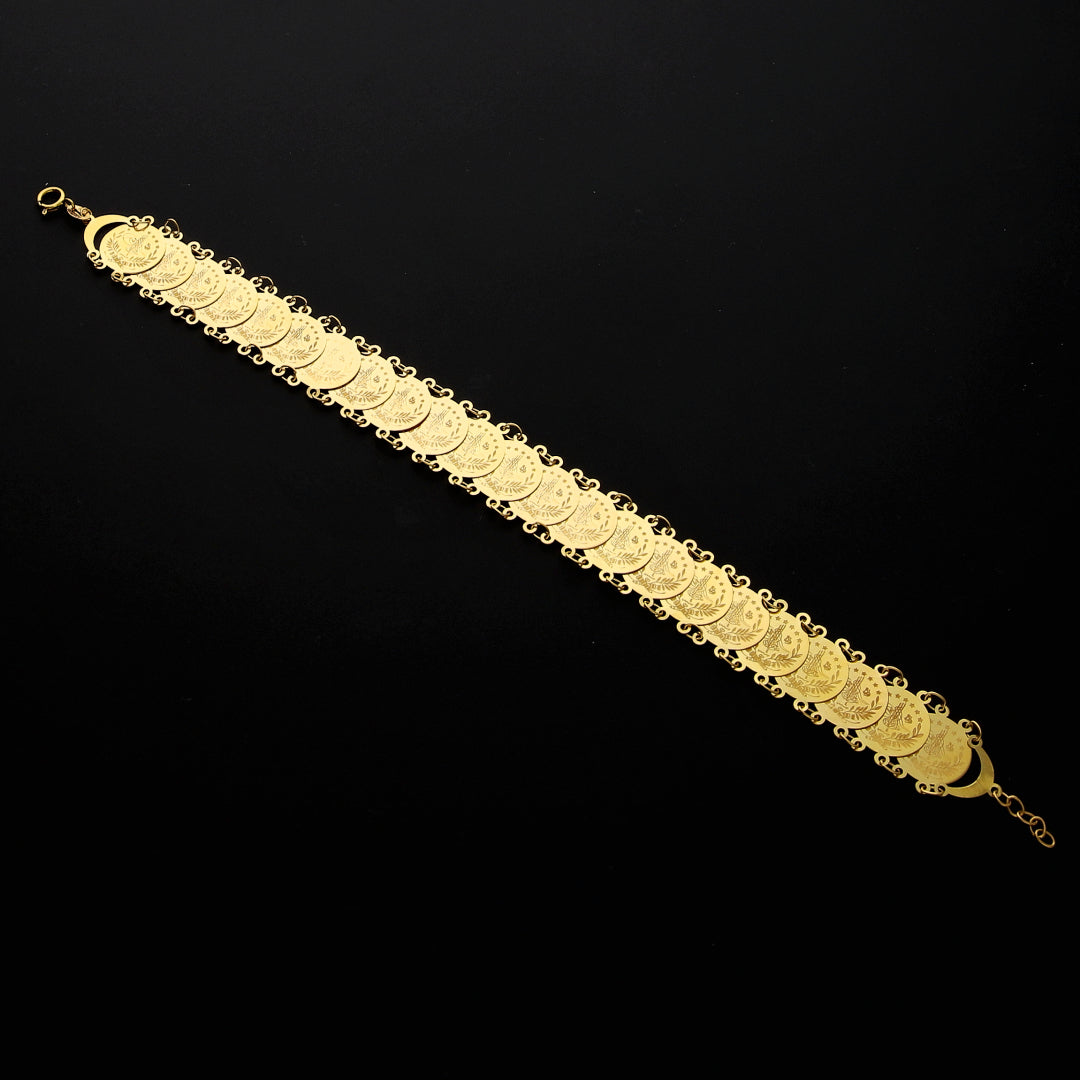 Gold Turkish Lira Coins Strap Bracelet 21KT - FKJBRL21KM10288