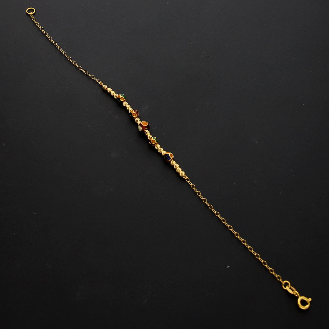 Gold Vibrant Beaded Bracelet 21KT - FKJBRL21KM10304
