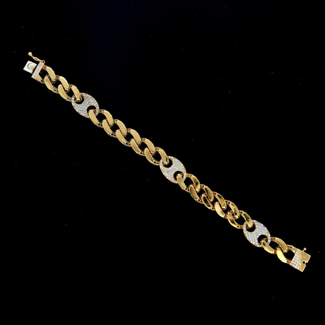 Gold Thick Curb Bracelet 21KT - FKJBRL21KM10447