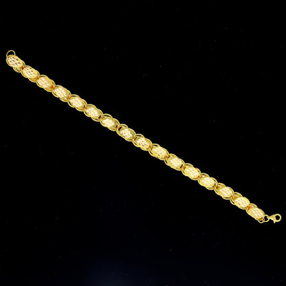 Gold Oval Interlinked Coins Bracelet 21KT - FKJBRL21KM10449