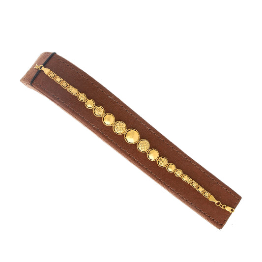 Gold Classic Flat Bead Bracelet 21KT - FKJBRL21KM10490