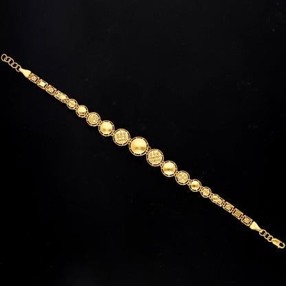 Gold Classic Flat Bead Bracelet 21KT - FKJBRL21KM10490