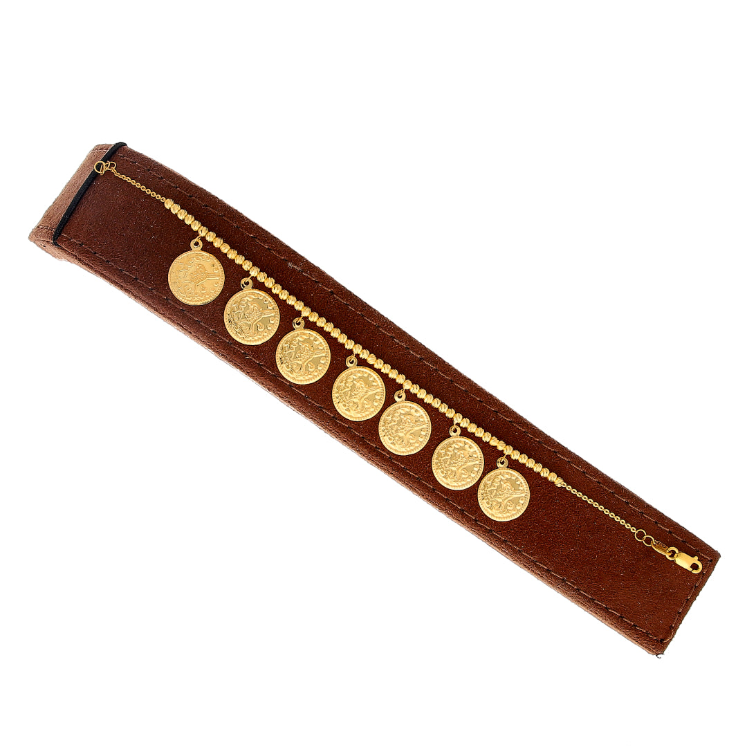 Gold Turkish Lira Link Bracelet 21KT - FKJBRL21KM10491