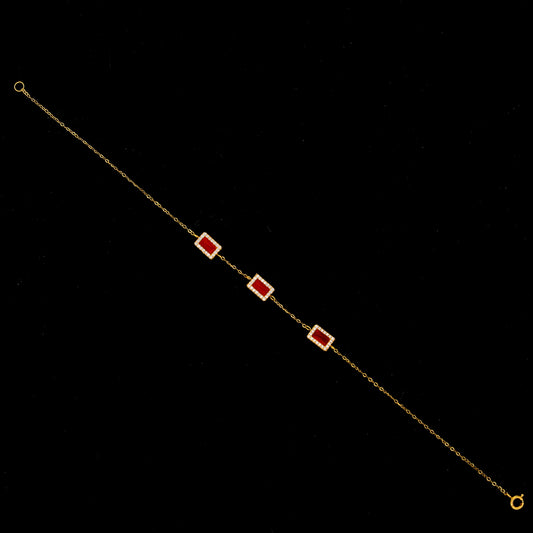 Gold Ruby Glow Bracelet 21KT - FKJBRL21KM10492