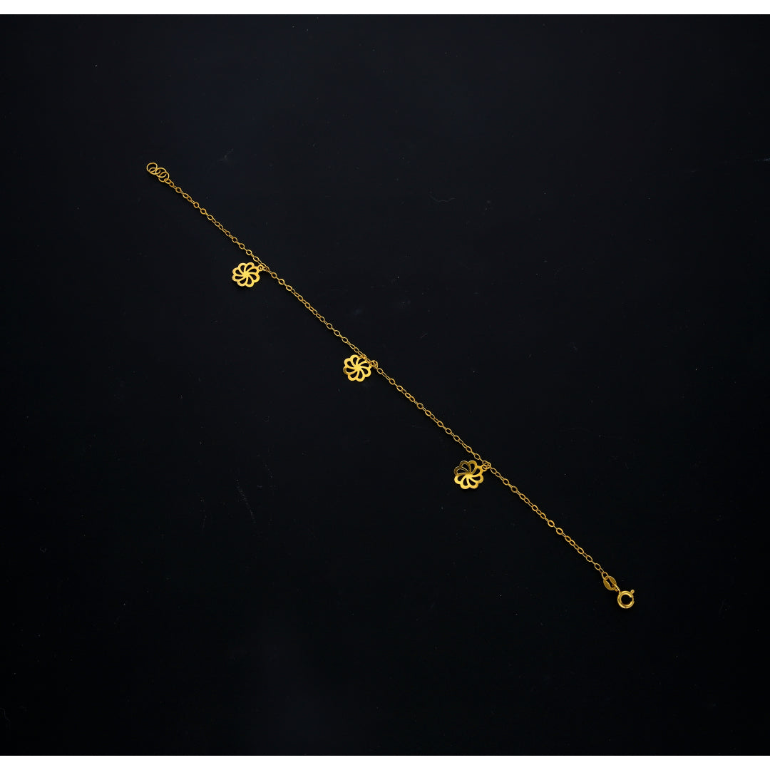 Gold Floral Charm Bracelet 21KT - FKJBRL21KM10516