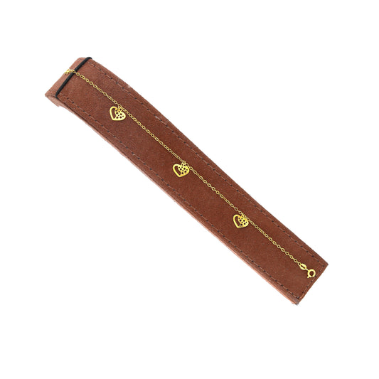 Gold Triple Heart Motif Bracelet 21KT - FKJBRL21KM10519
