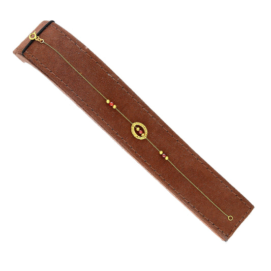 Gold Beaded Red Accent Bracelet 21KT - FKJBRL21KM10520