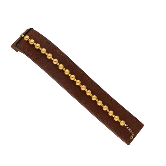 Gold Round Bead Link Bracelet 21KT - FKJBRL21KM10525