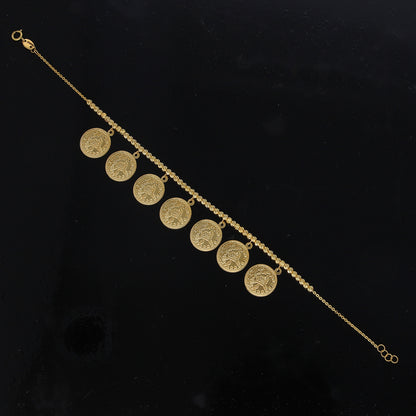 Gold Dangling Lira Coin Bracelet 21KT - FKJBRL21KM10927
