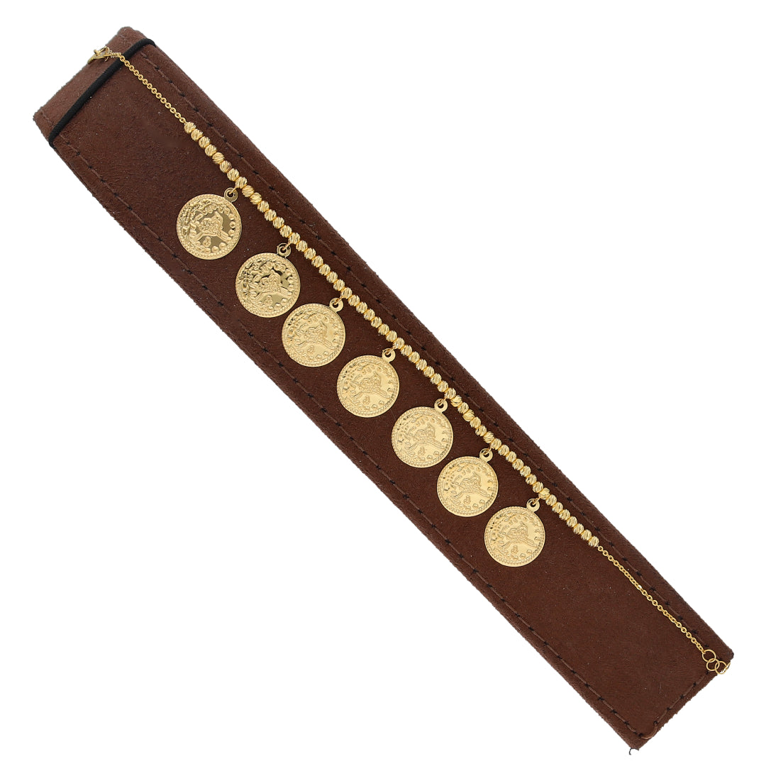 Gold Dangling Lira Coin Bracelet 21KT - FKJBRL21KM10927