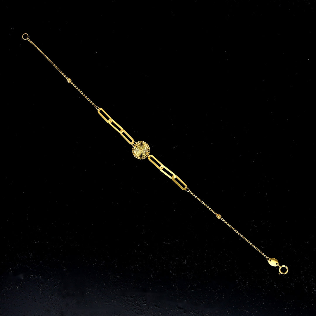 Gold Sunburst Charm Bracelet 21KT - FKJBRL21KM10928