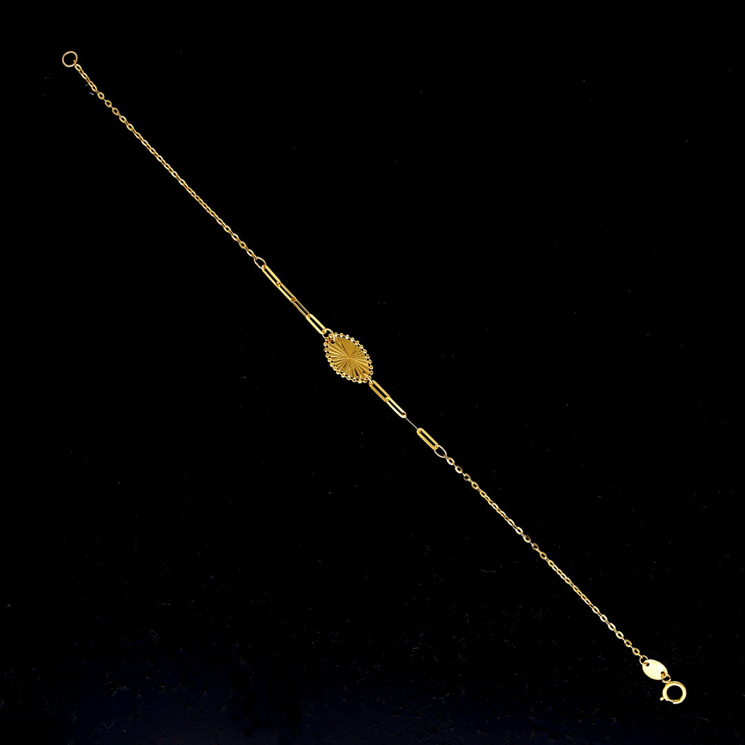 Gold Oval Sunburst Bracelet 21KT - FKJBRL21KM10929