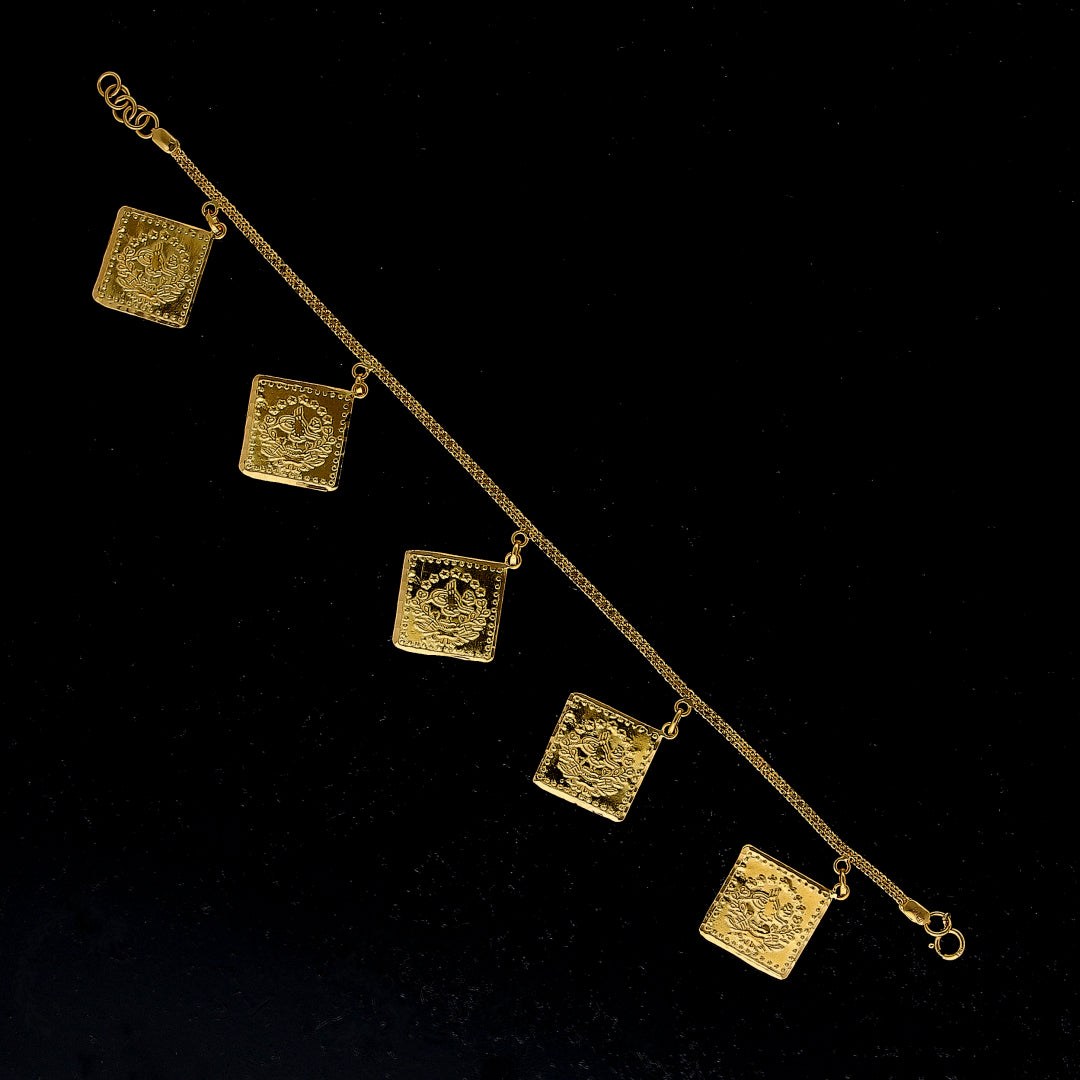 Gold Lira Square Charm Bracelet 21KT - FKJBRL21KM10932