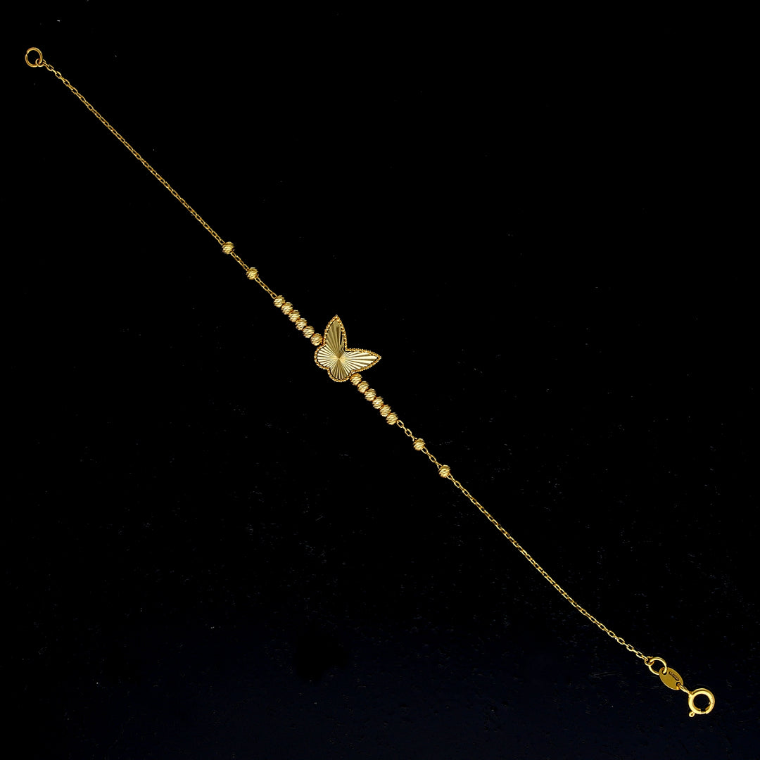 Gold Textured Butterfly Bracelet 21KT - FKJBRL21KM10933