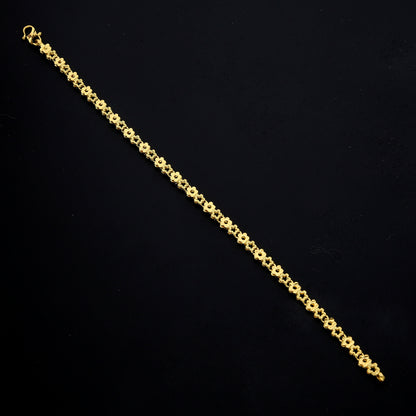 Gold Textured Link Bracelet 21KT - FKJBRL21KM11489