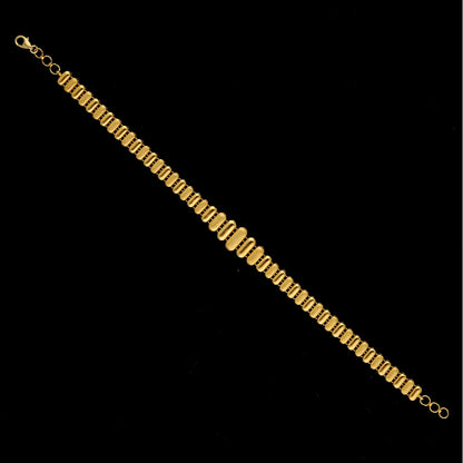 Gold Ribbed Link Bracelet 21KT - FKJBRL21KM11499