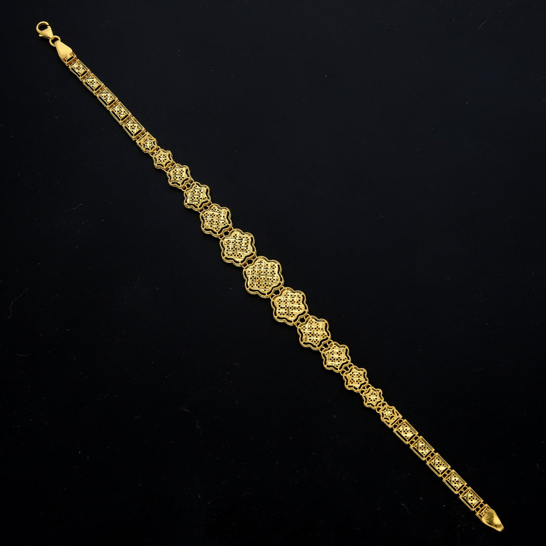 Gold Regal Floral Bracelet 21KT - FKJBRL21KM11505