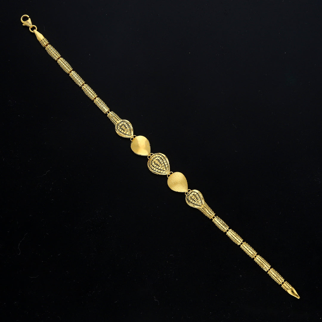 Gold Regal Teardrop Bracelet 21KT - FKJBRL21KM11506