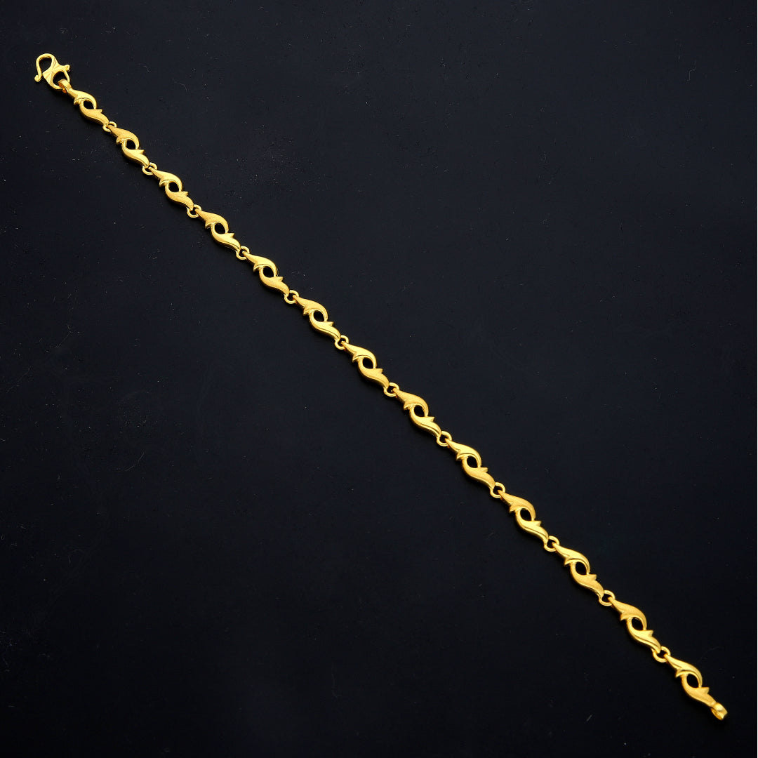 Gold Curved Link Bracelet 21KT - FKJBRL21KM11544