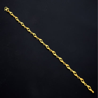 Gold Curved Link Bracelet 21KT - FKJBRL21KM11544